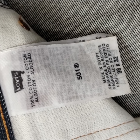 Levi's 501 Fly Button 5 Pocket Crispy Dark Wash Cotton Denim Jeans - Picture 11 of 14